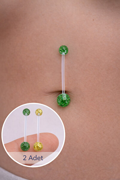 Sacce Scarves&Accessories Hamilelik İçin Simli Bioplast Göbek Piercing Seti –...