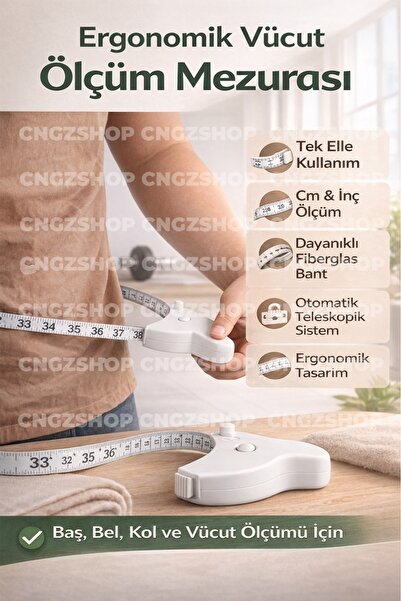 Baş Ve Vücut, Kafa Çevresi Ölçüm Aleti Bel Ölçme Metresi Mezura Terzi Ölçü Metresi Ergonomik