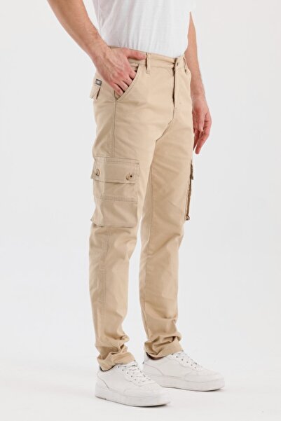 DeepSEA Мъжки бежови спортни панталони с карго джобове и редовна кройка 2505245