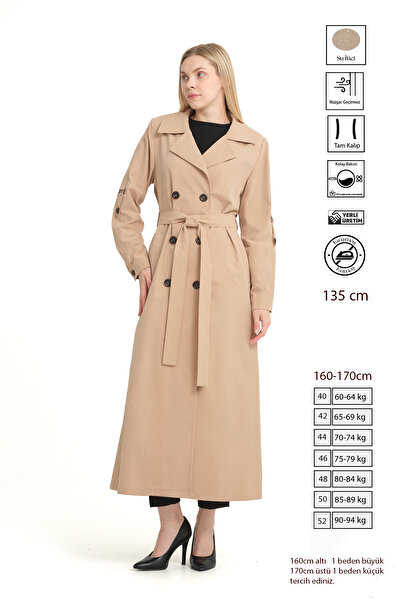 Soydan Güner Su Geçirmez Kırışmaz Uzun Astarsız Yazlık Trençkot Bej ( 135 Cm)...