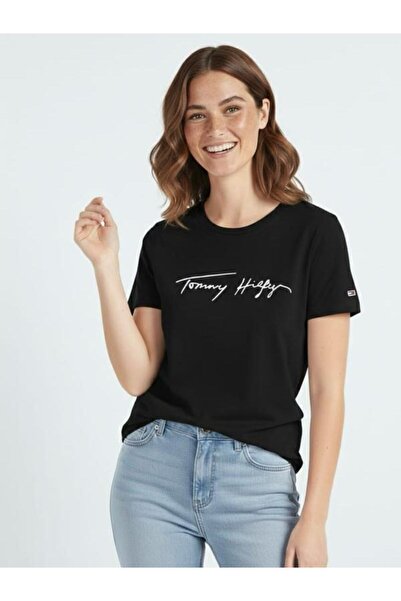 Tommy Hilfiger SIGNATURE EMBROIDERED LOGO ORGANIC COTTON WOMEN ' S T-SHIRT