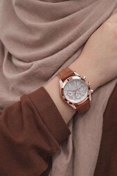 sonsuzsaat Cappuccino Deri Kordonlu Bakır Renk Kasa Roma Rakamlı Genç Kız Kad...