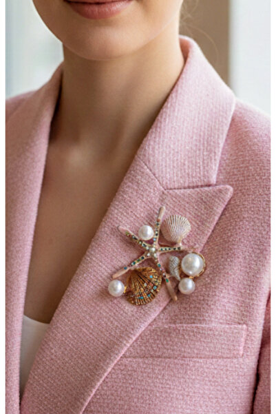 Neşeli Atölyem Zarif ve Şık Deniz Yıldızı Beyaz Yaka İğnesi Broş