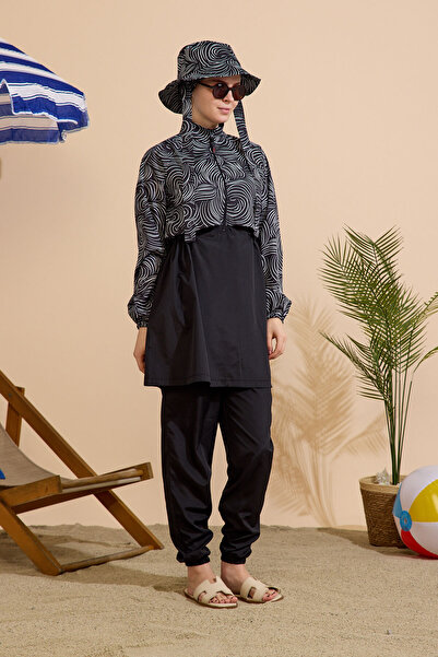 GAVLİA Women's Hijab Swimsuit 5-Piece Set - Half-Covering Zippered..