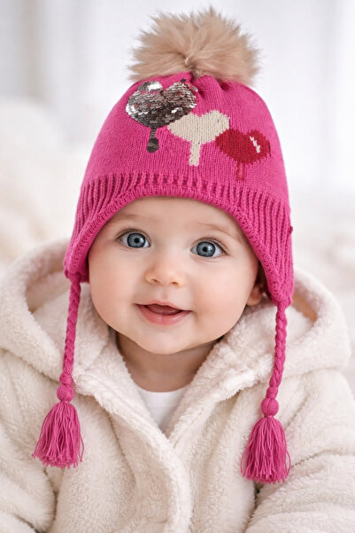 Kitti Kız Çocuk Kulaklı Bere 1-4 Yaş Pembe