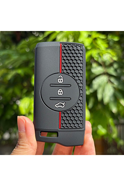 Choice غطاء مفتاح ناعم أسود اللون بخطوط حمراء، قطعة واحدة، مناسب لسيارات شيري...