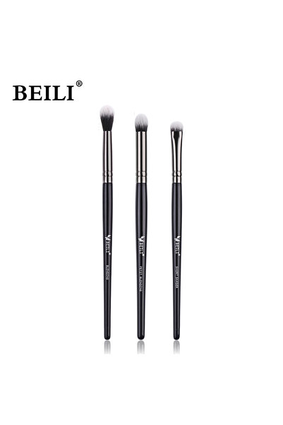 Choice5 3pcs Black Crease Eye Shadow Makeup Brushes Soft Synthetic Hair Porta...
