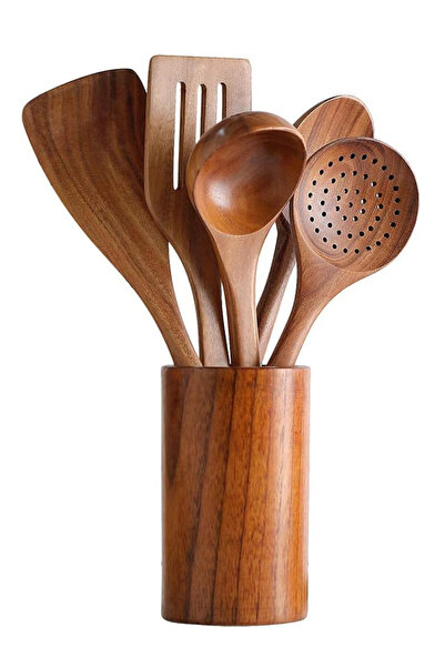 Generic 6-Piece Cooking Wooden Spoon Set, 6-Piece Bamboo Cooking Utensils. (C...