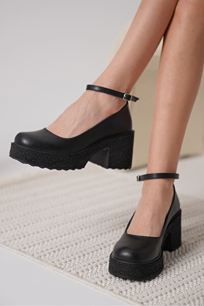 Leyan Butik Marla women's black ankle strap daily shoes