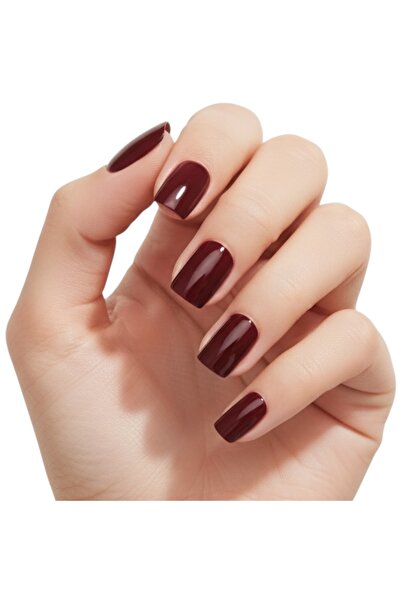 EDA LUXURY BEAUTY 24'lü Koyu Kırmızı Bordo Takma Tırnak Lüks Parlak Doğal Ort...