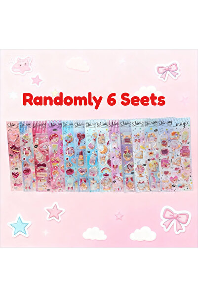 Choice ٦ أوراق من ملصقات ثلاثية الأبعاد لطيفة وبارزة ومنتفخة، مزينة برقائق ذه...