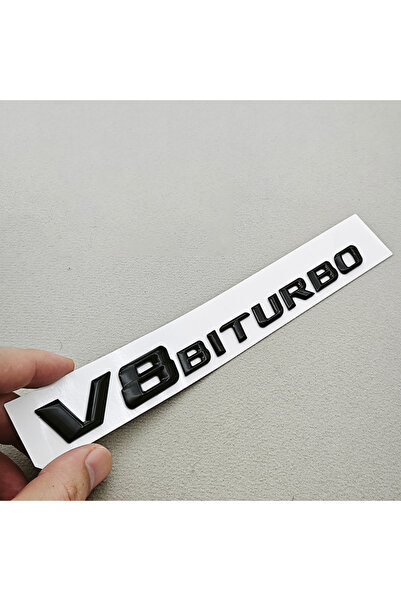 Choice شعار V8 BITURBO ثلاثي الأبعاد أسود لامع مقاس 16 بوصة مصنوع من مادة ABS...