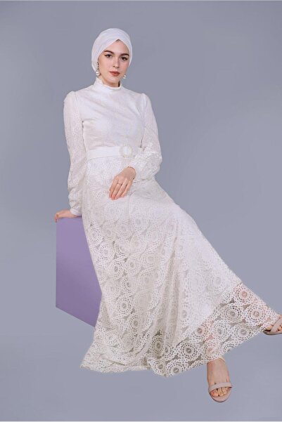 Alvina DANTELLİ  YUVARLAK YAKA ELBİSE 41662