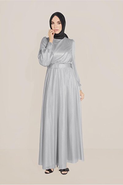 Alvina Glossy Fabric Belt Dress 40736