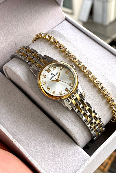 Daniel Klein %100 Orijinal Altın Gümüş Rengi Kordon Çelik Kadın Kol Saati Bil...