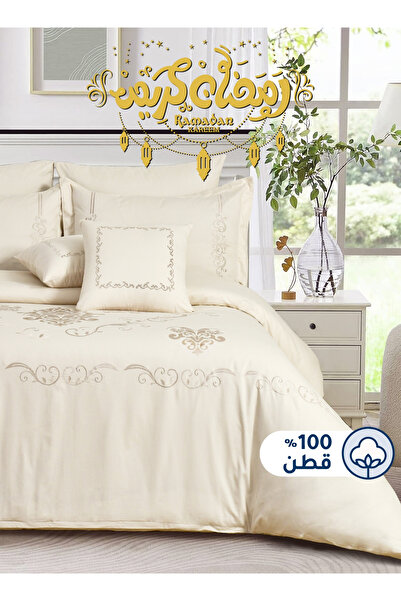 Master Home Textile طقم لحاف مطرز من القطن، يناسب سرير مزدوج مقاس 200 × 200 س...