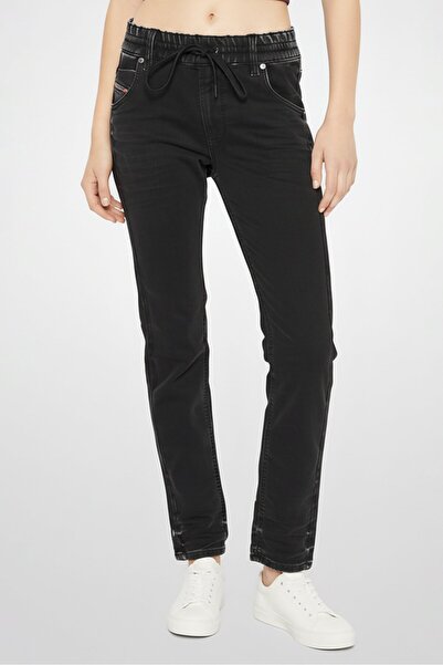 Diesel Women Boyfriend Fit Washed Stretchable Denim Jeans, Black