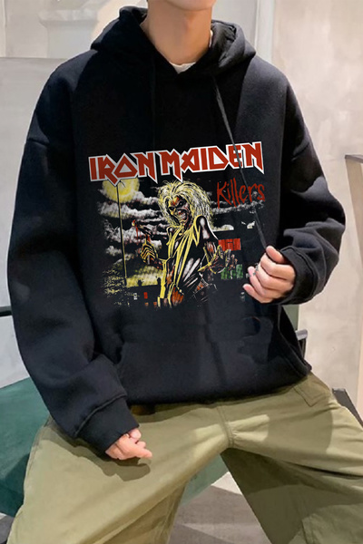 Freak Tshirt Черна качулка с качулка с полар подплата Rock-Metal Unisex Hoodie