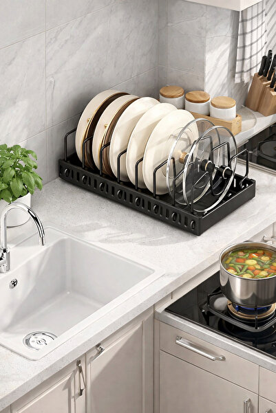 TncPatiShop Çok Amaçlı Raylı Mutfak Araçları Düzenleyici Baharatlık,Tava,Tenc...