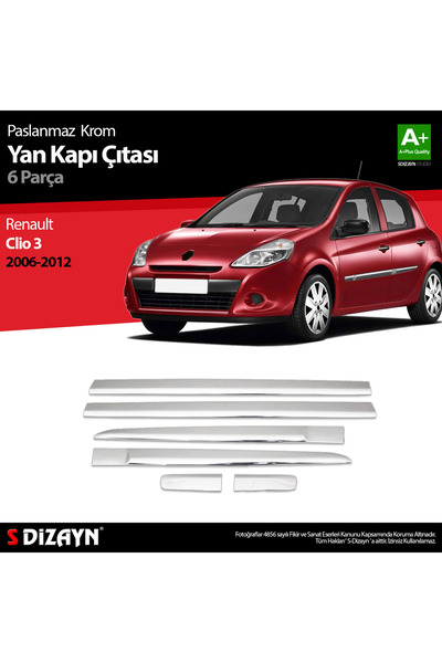 S Dizayn S-Dizayn Renault Clio 3 HB Krom Yan Kapı Çıtası 6 Prç 2006-2012 7002140