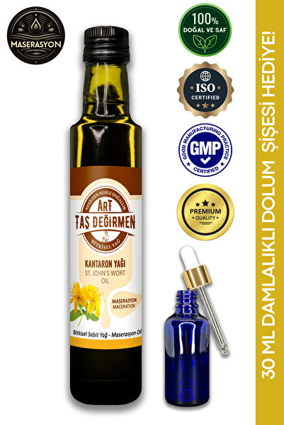 Art Taş Değirmen %100 Saf Ve Doğal Sarı Kantaron Yağı [250 Ml] (30ML DOLUM Şİ...