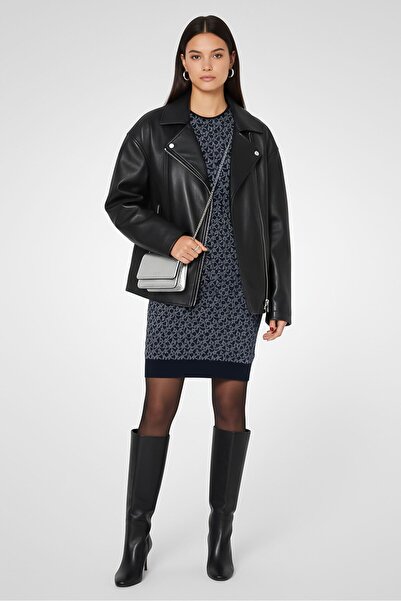 Michael Kors فستان ضيق بشعار العلامة التجارية للنساء، أزرق داكن