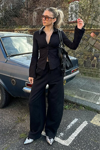 Madmext Black Slim Fit Women's Shirt Mg2659