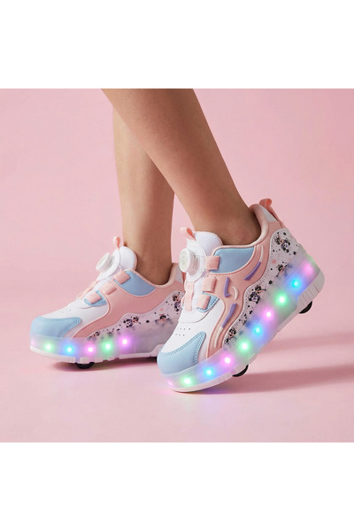 MARiE Kaykaylı Işıklı Patenli Çocuk Spor Ayakkabısı-kaykaylı Ortopedik Spor A...