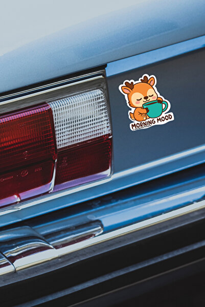 Ankarakomik Ghibli Geyik Morning Mood Geyik Su Geçirmez Sticker 5x6 cm Laptop, Kupa, Araba Uyumlu