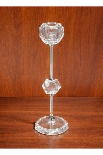 ALQANNAS Elegant Silver Steel Candle Holder with Crystal Glass, Luxury Decora...