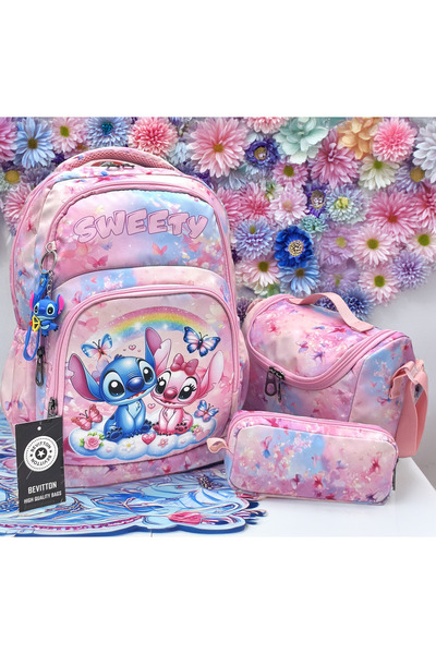 Bevitton Geantă roz pentru școală primară - set de 3 modele de caractere pent...