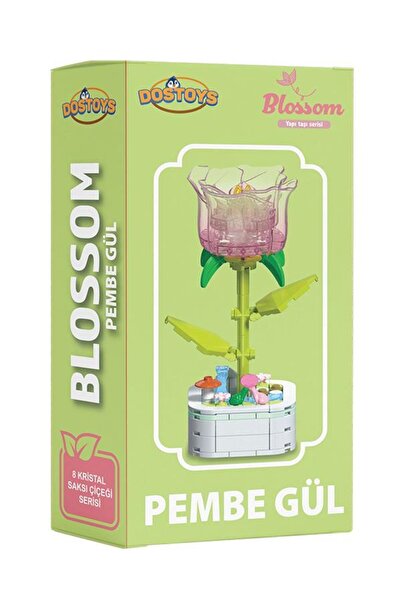 DOSTOYS Yapı Taşı Serisi Çiçek Yapım Seti Kristal Pembe Gül