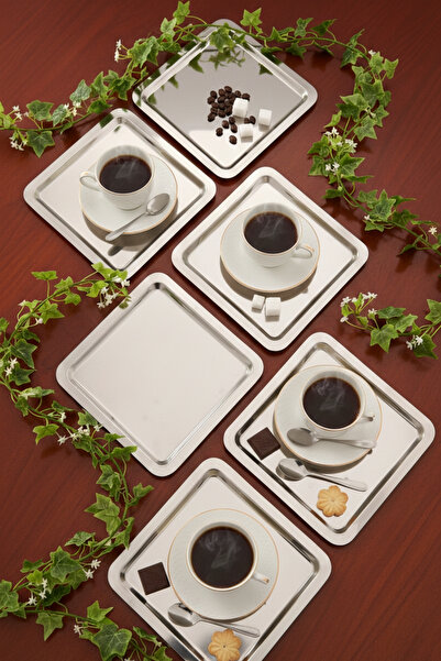 JASPER صينية تقديم مزخرفة فاخرة مربعة الشكل من الفولاذ المقاوم للصدأ مكونة من...