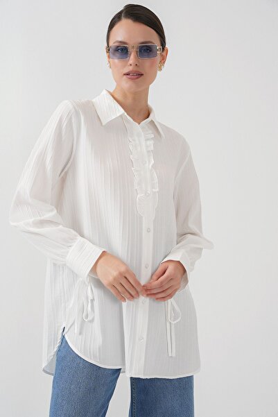 Hiccup Bdart Ruffle Detailed Textured Shirt