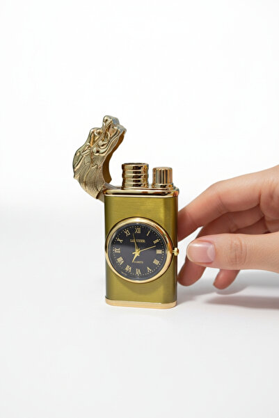 MERTCAN KNİFE Saatli Çift Ateşli Pürmüz Çakmak - Ejderha Kapaklı Hem Normal H...