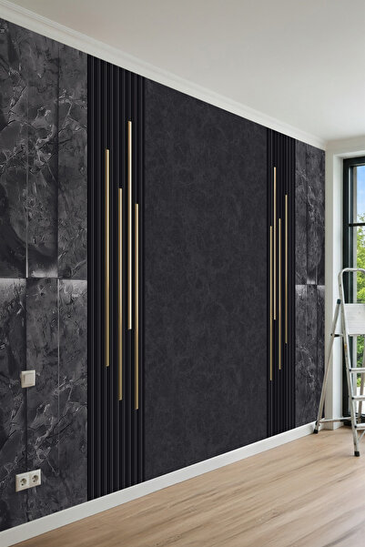 MİRAZAWALL Modern Panel Görünümlü Lüks Mermer Desenli Tek Parça Tekstil Duvar...