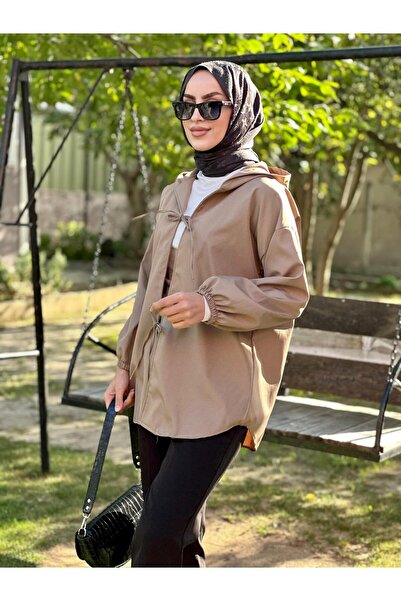 Nergis Neva Butik كيمونو بغطاء للرأس مع ربطة أمامية