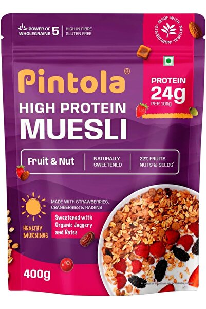 Pintola 24 غرام من موسلي عالي البروتين، فواكه ومكسرات، 400 غرام