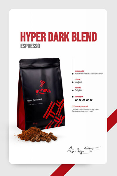 Sensei Coffee&Roastery Hyper Dark Blend – Espresso Kahve (Çekirdek) | Koyu Ka...