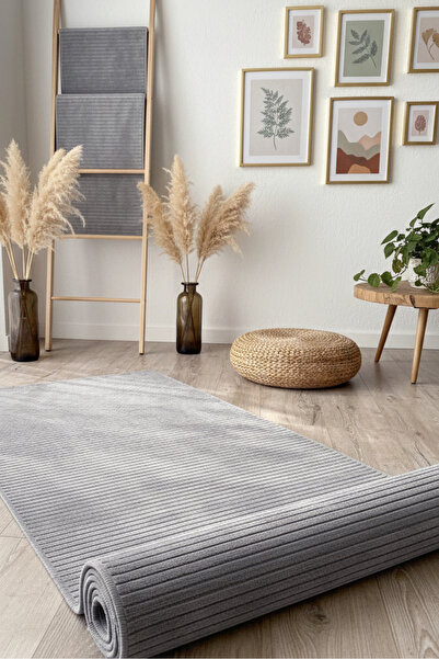 MELARİS HALI Yıkanabilir Pamuk Dokuma Kilim Doğal Kendinden Saçaklı Yolluk Ka...