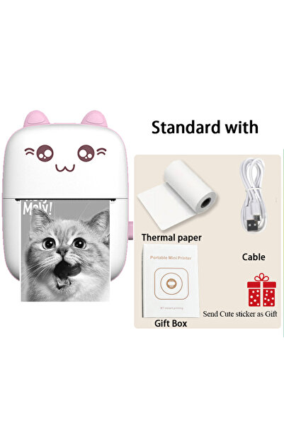 Choice طابعة حرارية محمولة صغيرة الحجم باللون الوردي، لاسلكية بتقنية البلوتوث...