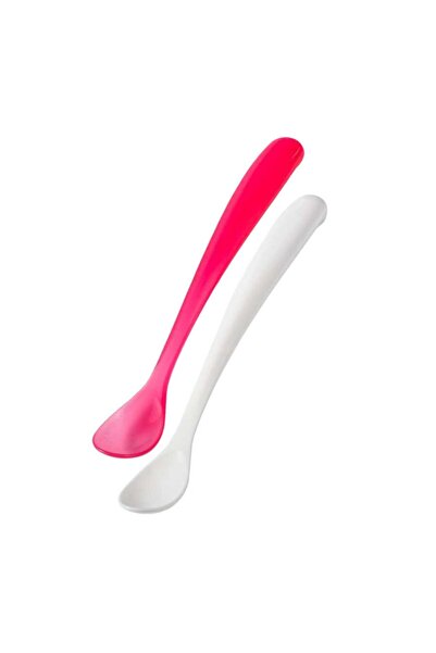 Mamajoo طقم ملاعق تغذية مريح باللونين الوردي والأبيض، للأطفال من عمر 6 أشهر ف...