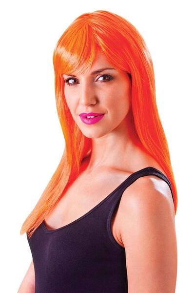 Skygo شعر مستعار طويل مستقيم للحفلات باللون البرتقالي