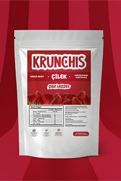 Krunchis Freeze Dried Bütün Çilek (Dondurularak Kurutulmuş Meyve) - 20gr