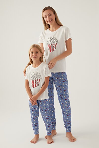 ROLY POLY 3415 Pamuklu Anne Kız Kısa Kollu Garson Pijama Takımı