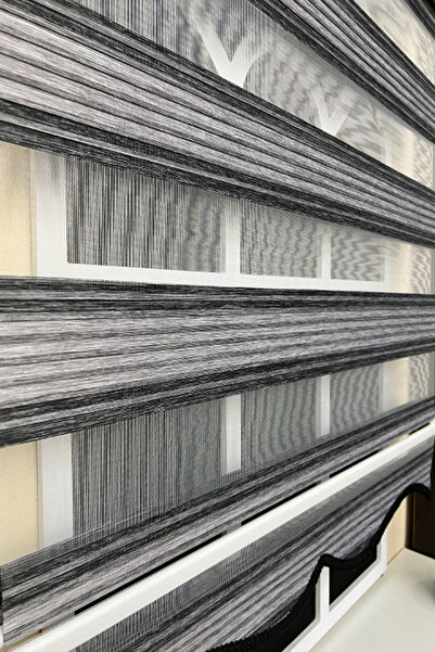 StorBurada Zebra Stor Perde Gri Renk Geçişli Etek Dilimli ST 013