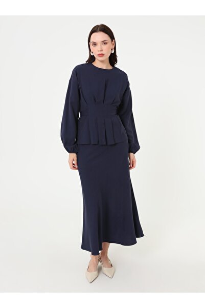 Refka Σετ τουνίκ & φούστα με λεπτομέρεια από πλέγμα - Σκούρο μπλε -