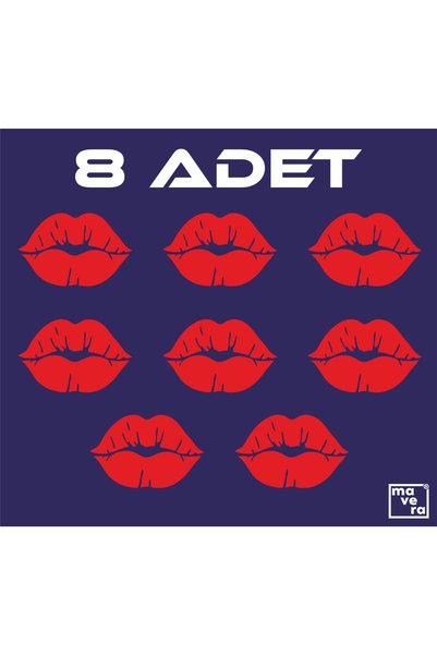 Mavera Stickers (8 Pieces) License Plate Kiss Red Sticker Label 4X2,5Cm for Car-Helmet-Motor