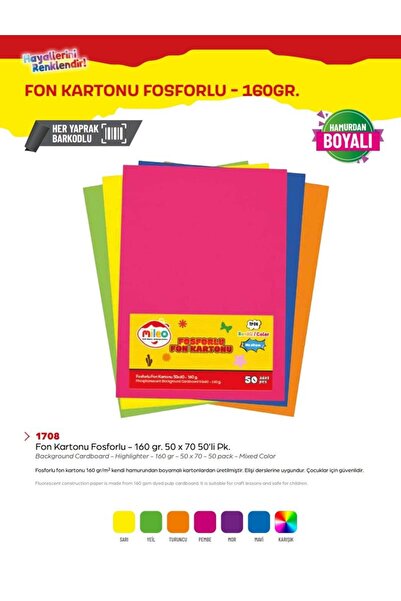 Mas Mileo Background Cardboard Highlighter 160Gr 50X70 Pack of 50 Blue Painte...