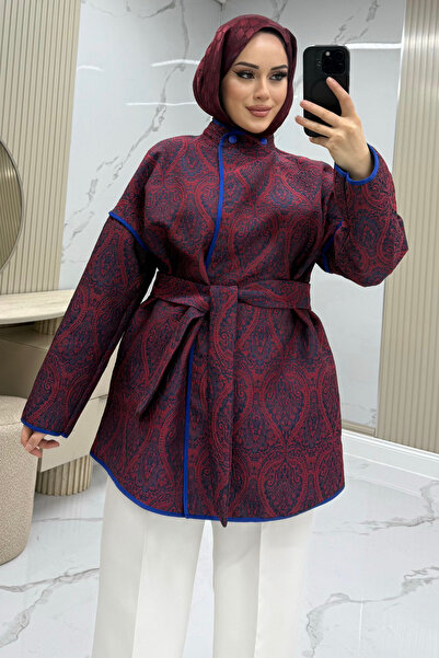 MODARTE Etnik Desenli Çıtçıtlı Kapitone Ceket